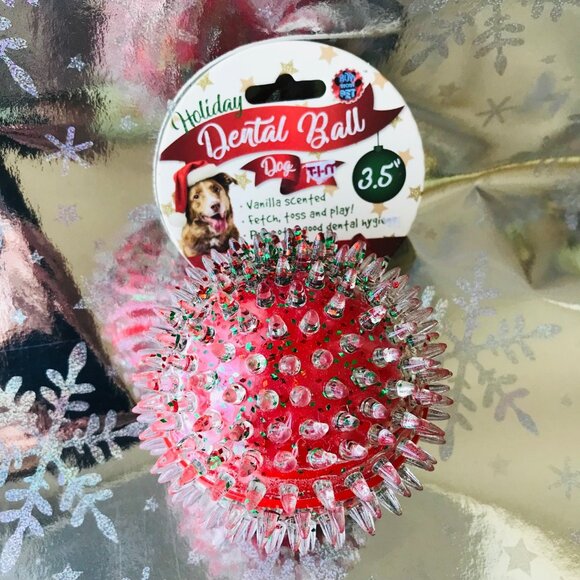 Bow Wow Pet  Holiday Dental Christmas  Squeaky Ball  Size : 3.5" - Picture 2 of 3
